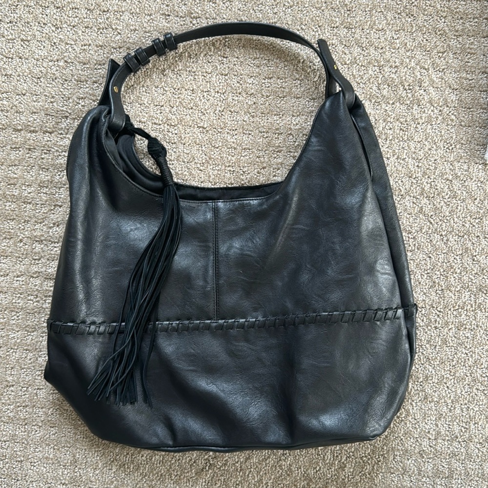 Black DV fringe purse
